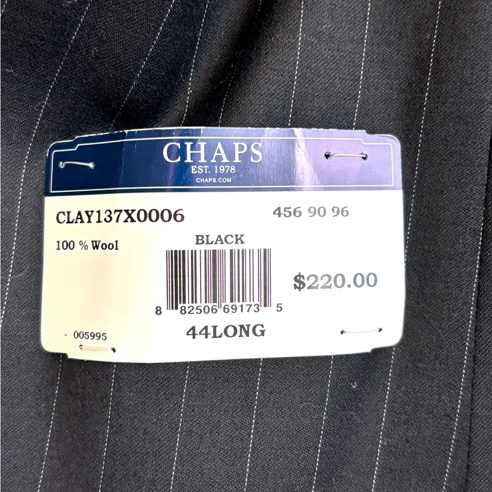 NEW CHAPS by RALPH LAUREN BLACK 100% WOOL BLAZER CLASSIC STYLE LINED SZ 44 L